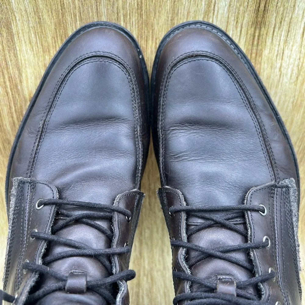 Woolrich Puritan Patch Leather Lace Up Boots Men's 13 Dark Brown‎ Wool Collar